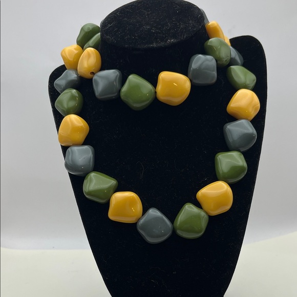 60’s Mod chunky necklace hippie Boho abstract beads vintage funky - Picture 1 of 3